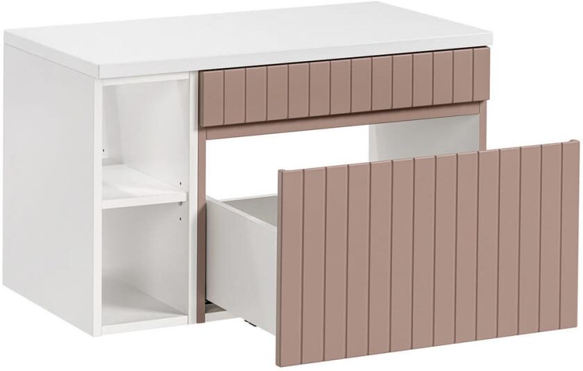Petits meubles Meuble sous-vasque stratifiés rose et blanc Rose 80x48x46cm