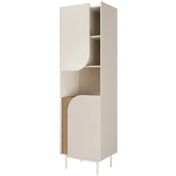 BÜCHERREGAL Camel mit 2 Türen und geriffeltem Detail, 60 cm, Frühlingseiche + Macadamia