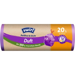 Swirl Müllbeutel Vanille-Lavendel Duft, 20 Liter, mit Zugband, lila, 12 Stück