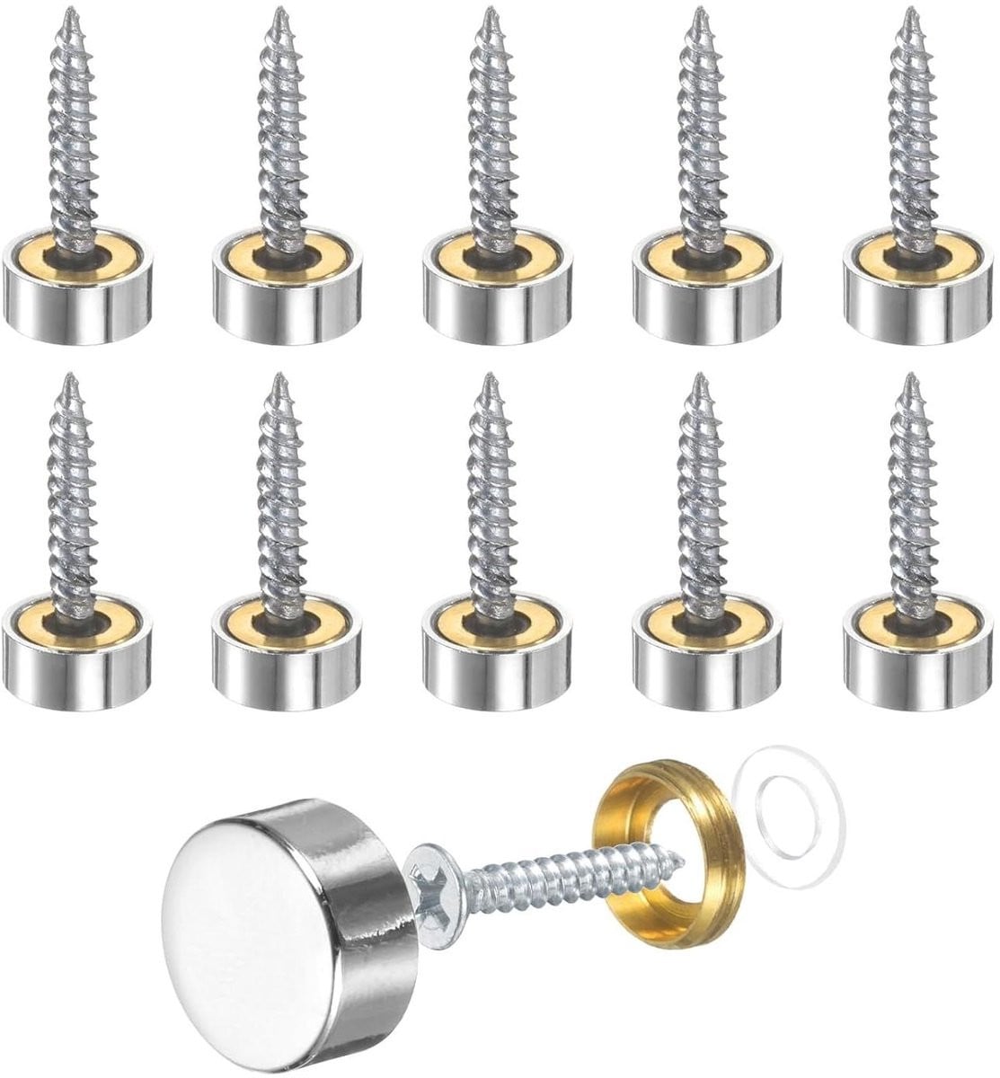 Schroefdoppen Set Decoratieve Kappen Zilver Roestvrij Staal 12 mm