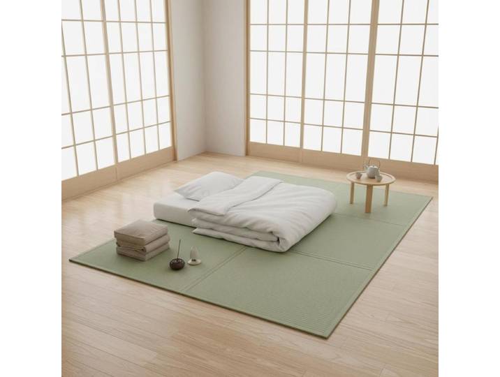 Tatami en jonc naturel, matelas japonais pliable taille lit queen, tapis de sol japonais avec support antidérapant et parfum frais, matelas futon pour dormir, méditation, yoga, relaxation
