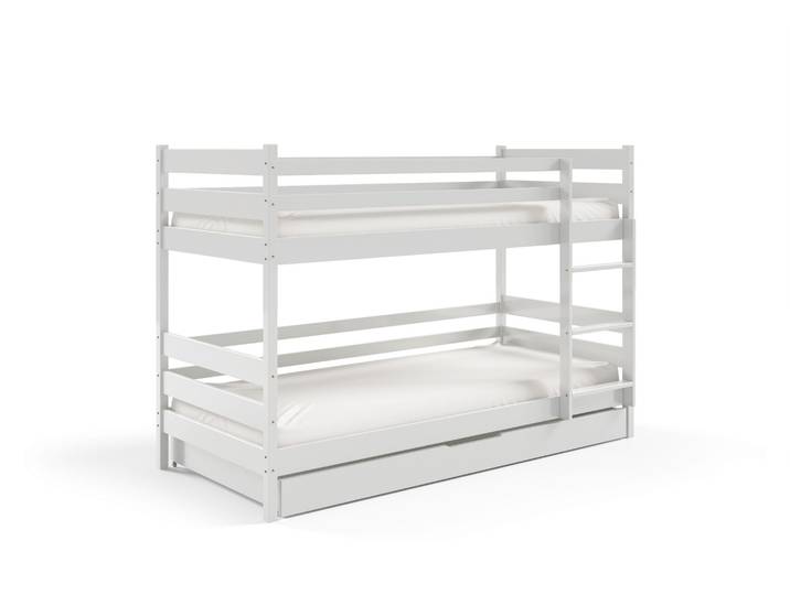 Etagenbett SIMBA 80x160 mit Stauraum, Kinderbett mit Rausfallschutz & Lattenrost, Weiß