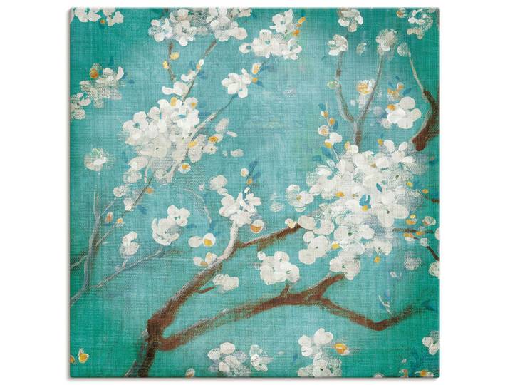 Leinwandbild ARTLAND Weisse Kirschblüten I , grün (farbe bild(er): grün), B:40cm H:40cm, Bilder, Leinwandbild, auf Holzrahmen gespannt
