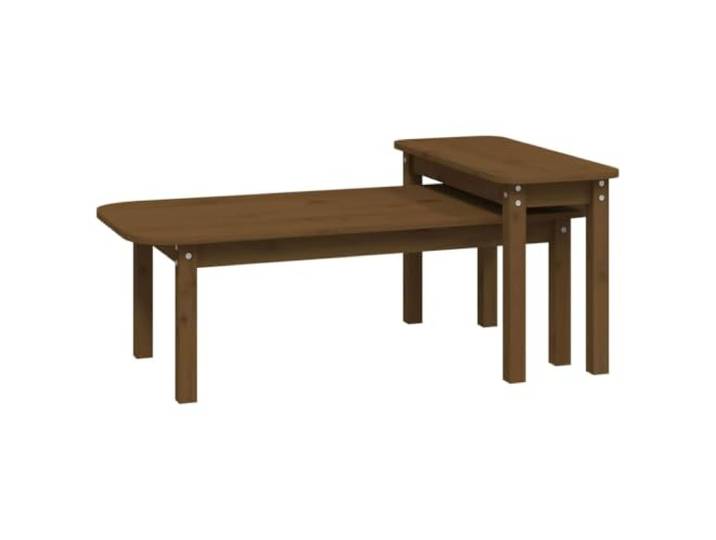 Roanoer 2-TLG Couchtisch-Set Honigbraun Massivholz Kiefer Beistelltisch Platzsparende Satztische aus naturbelassener Kiefer für Wohnzimmer und Lounge mit robuster Oberfläche.