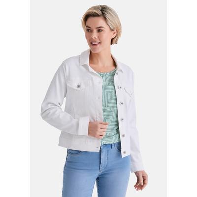 Jeansjacke STOOKER WOMEN "JANINE Jeansjacke mit Stehkragen", Damen, Gr. 44/46, weiß, Denim/Jeans, 98% Baumwolle, 2% Elasthan, figurbetont, Jacken Jeansjacke, Jeansjacke Figurbetont Casual Clean Wash Baumwollstretch für Damen