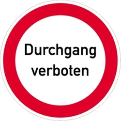 Aufkleber Durchgang verboten, Textschild, Folie, Ø 200 mm
