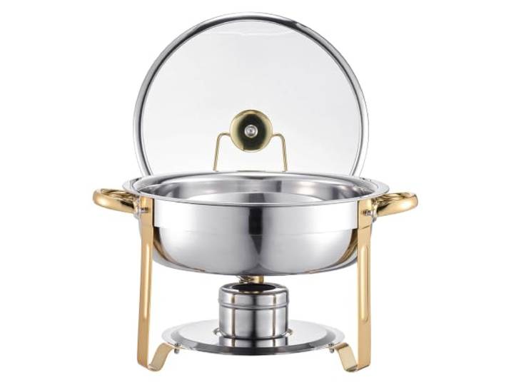 5 Qt 4er-Pack Chafing Dish Buffet-Set, Catering-Wärmer Chafer aus Edelstahl mit großer Pfanne und Glasdeckel