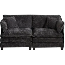 OKWISH Cloud Sofa 2-Sitzer 37x91x77 cm ergonomisch Chenille Bezug modular verschiebbar Rückenstütze, komfortabel, Schwarz