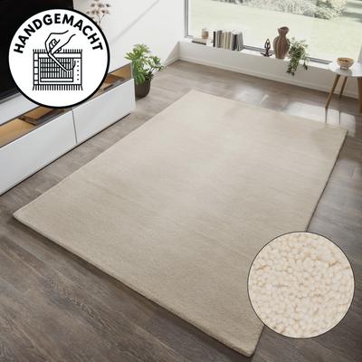 Wollteppich OTTO HOME "Gabbo Natur, Handgefertigt, Teppich, reine Wolle, meliert" Gr. 1, beige (natur), B:40cm H:14mm L:60cm, Wolle, Teppiche, reine Wolle, Uni, Wohnzimmer, Schlafzimmer, Esszimmer