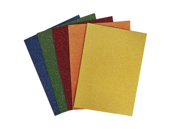 Rayher Moosgummi Platten-Set Glitter 15 × 22 × 0.2 cm 5 Farben 5 Stück