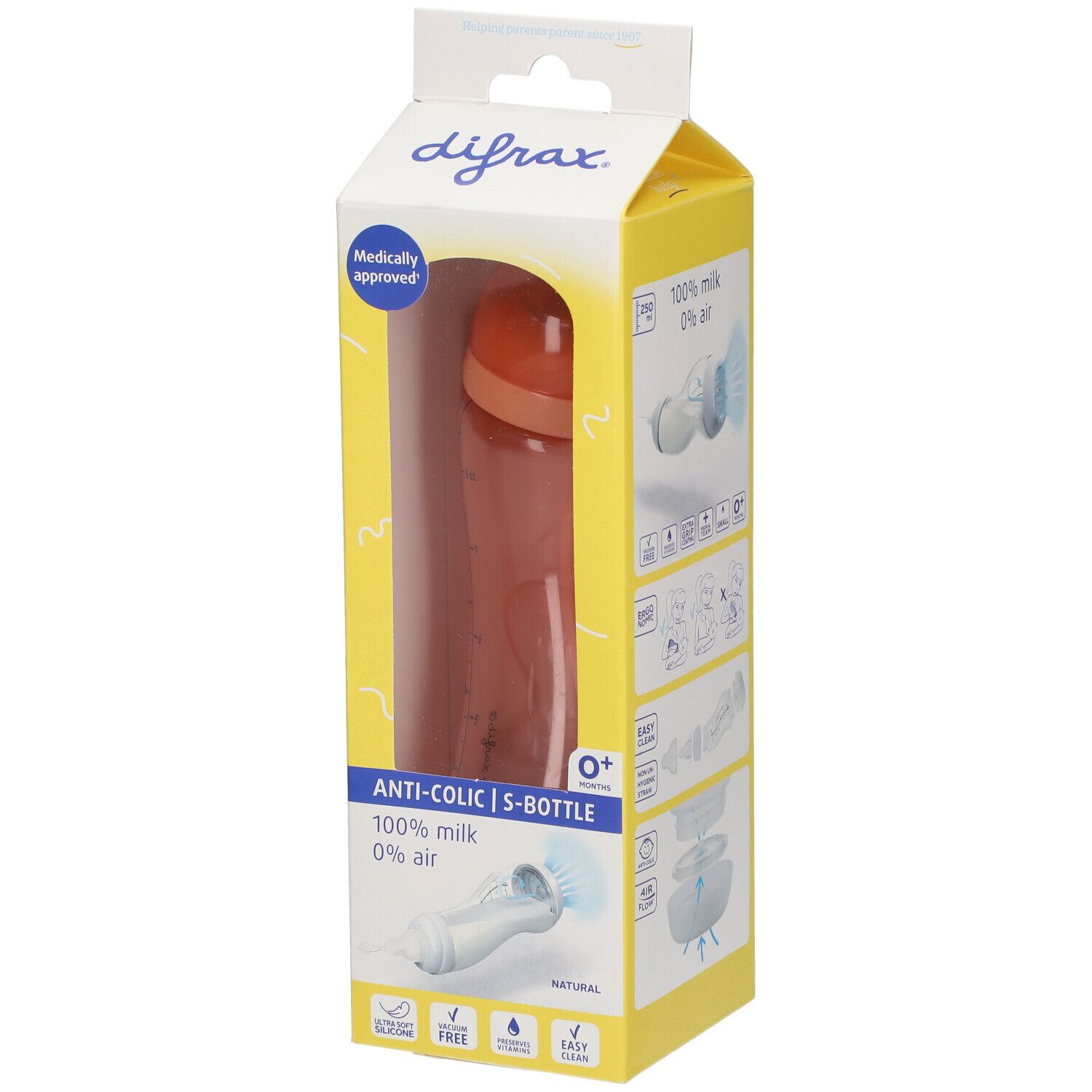 Difrax S-Fles Natural Peachy 250 ml Flaschen