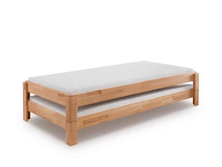 Main Möbel Stapelbett 2er-Set Stapelbett 90x200cm 'Dubi' Buche massiv natur geölt
