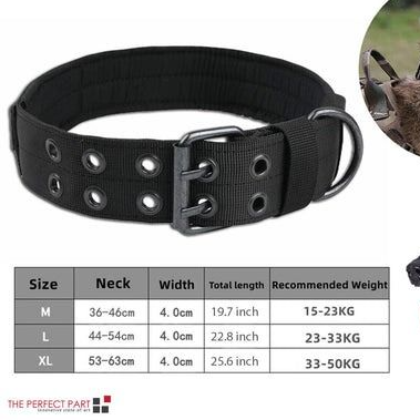 The Cart Load "Military Style Wide Tactical Heavy Duty Dog Collar With Metal Buckle, Perfect For Large Dogs & Heavy Pullers black m Neck 15.7"" ~ 19.7"""