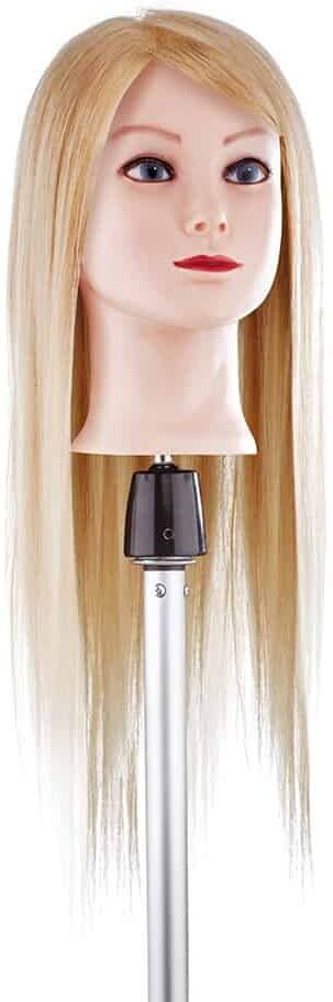 Testa Studio 100% capelli naturali biondo umani capello 55 cm testa finta per parrucchiere