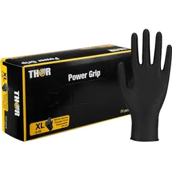 Nitrilhandschuhe Thor Power Grip schwarz XL Größe 10-11, unsteril, puderfrei, 50 Stück/Box