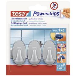 tesa POWERSTRIPS® Klebehaken Small Oval Chrom (matt) Inhalt: 3 St. 57519-00000-20