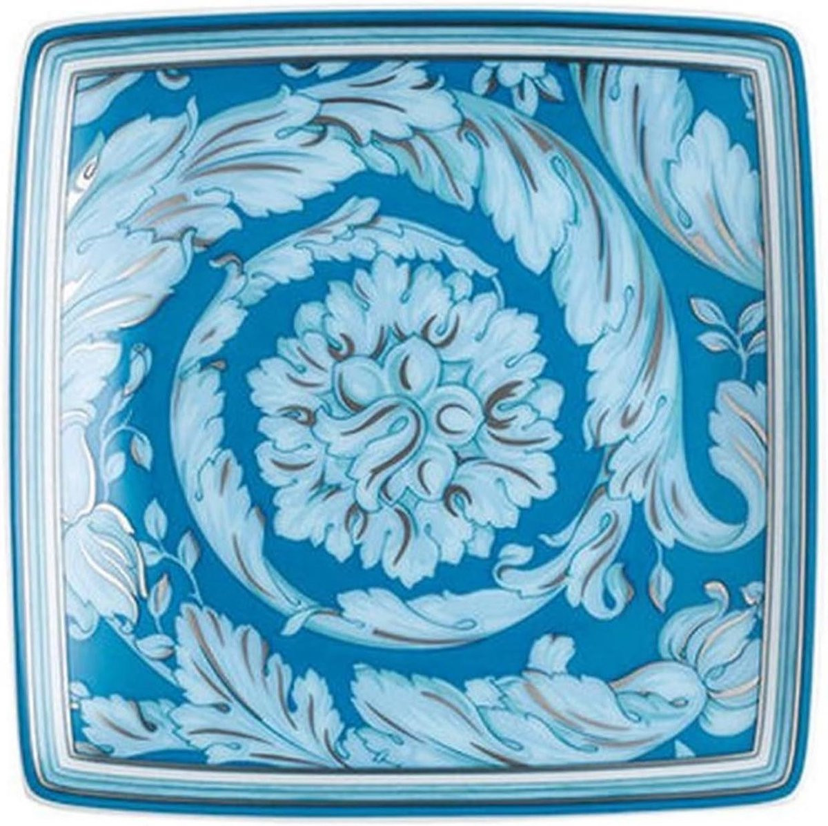 Decoratief schaaltje in Barocco stijl voor het opbergen van sieraden, Groenblauw, 9 x 9 x 1.5 cm