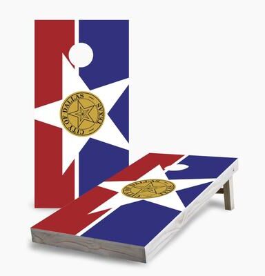 Skip's Garage Dallas City Flag Regulation 2x4 Cornhole Game Set