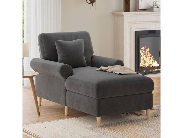 Fauteuil relax - XXL pliable - Velours gris - Inclinaison - Capacité 150 kg