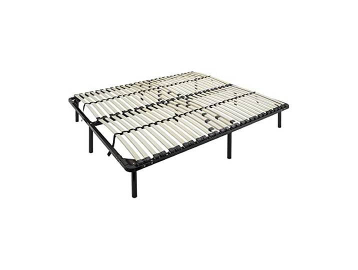 i-flair Metallbett Lattenrost 180x200 cm mit 56 Federholzleisten und Mittelzonenverstellung, Gästebett auf Füßen, Unterbettbewahrung Freundlich - 28cm hoch - für alle Matratzen geeignet