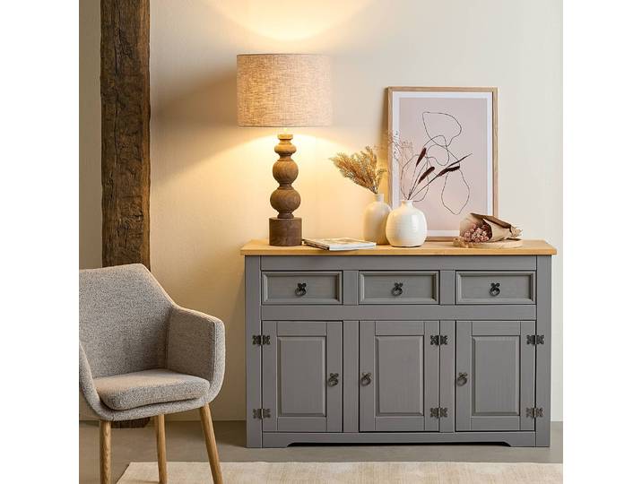 Enfilade 132 x 84 x 44cm Gris/Pin gris