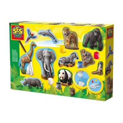 SES CREATIVE Gips- und Malset Relief Wilde Tiere