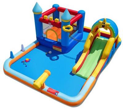 Costway Inflatable Water Slide Park with Climbing Wall and Splash Pool