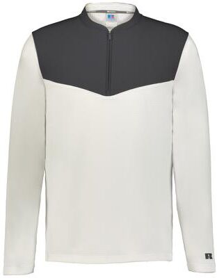 Russell Athletic R03GKM SIDELINE GRID 1/4 ZIP PULLOVER T-Shirt in White/Stealth size 4XL   Polyester