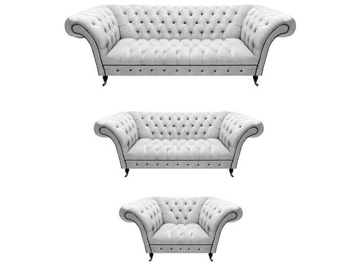 Xlmoebel Chesterfield-Sofa Weiße Sofagarnitur im modernen Chesterfield-Design, Sofagarnitur, Hergestellt in Europa