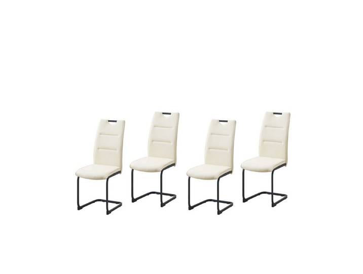 HTI-Line Freischwinger Schwingstuhl 4er Set PU creme DannyP (Set, 4 St), Freischwinger Esszimmerstuhl Kunstleder