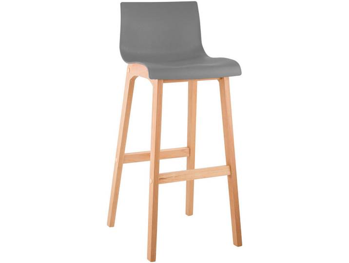 CLP Barhocker Holz grau, Grau, 41x102x46 cm, Esszimmer, Barmöbel, Barhocker