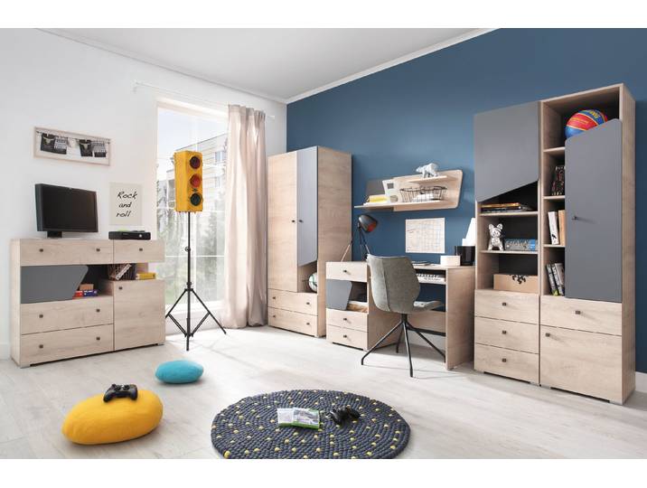 Schlafzimmer-Set – DELTA – 6 Teile, Artisan Eiche / Anthrazit