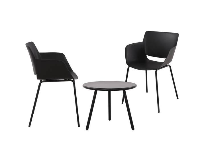 CLP Gartensitzgruppe Kunststoff schwarz, Schwarz, Gartenmöbel, Gartengarnituren, Gartenmöbel-Sets