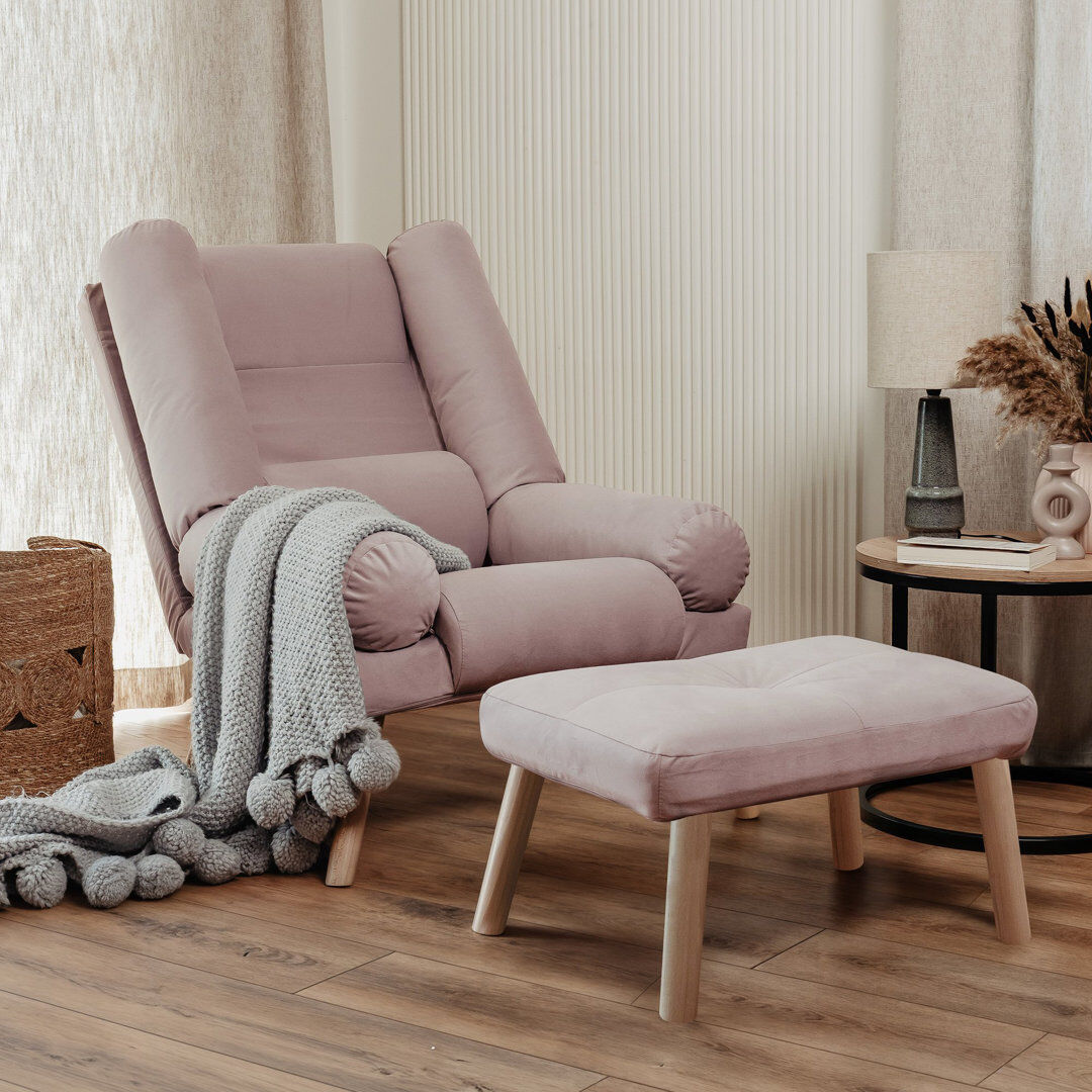 George Oliver Upholstered Armchair Pink 100cm H X 75cm W X 75cm D