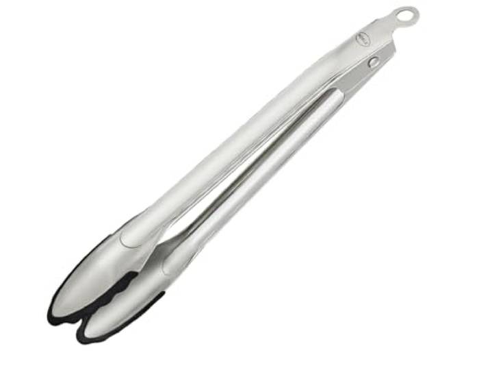 RÖSLE Gourmetzange Silikon, Hochwertige Küchenzange mit Silikonrand und patentiertem Verschlusssystem zum Grillen, Kochen und Servieren, 23 cm, Edelstahl 18/10, spülmaschinengeeignet