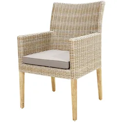 OUTFLEXX Borneo Landhaussessel, beige-meliert, Polyrattan/Akazie, 60x65x94cm, inkl. Polster, FSC®-zertifiziertes Produkt