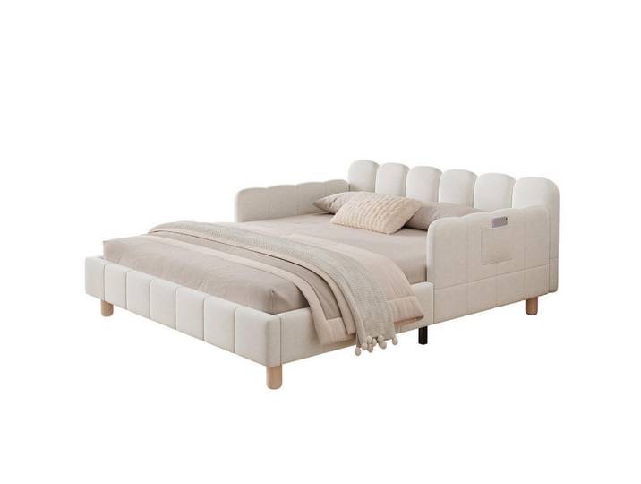 Redom Kinderbett 90/200 cm mit gepolstertem Kopfteil, variablen Armlehnen, Rausfallschutz und Samtbezug, Rosa, 90x200 cm, Babymöbel & Kindermöbel, Kinderzimmer & Jugendzimmer, Kinderbetten