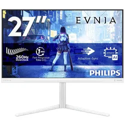 Philips Evnia 5000 27M2N5201P, 27" Full HD Fast IPS, 260 Hz, 0,3 ms Smart MBR, HDR10, Adaptive-Sync, Weiß