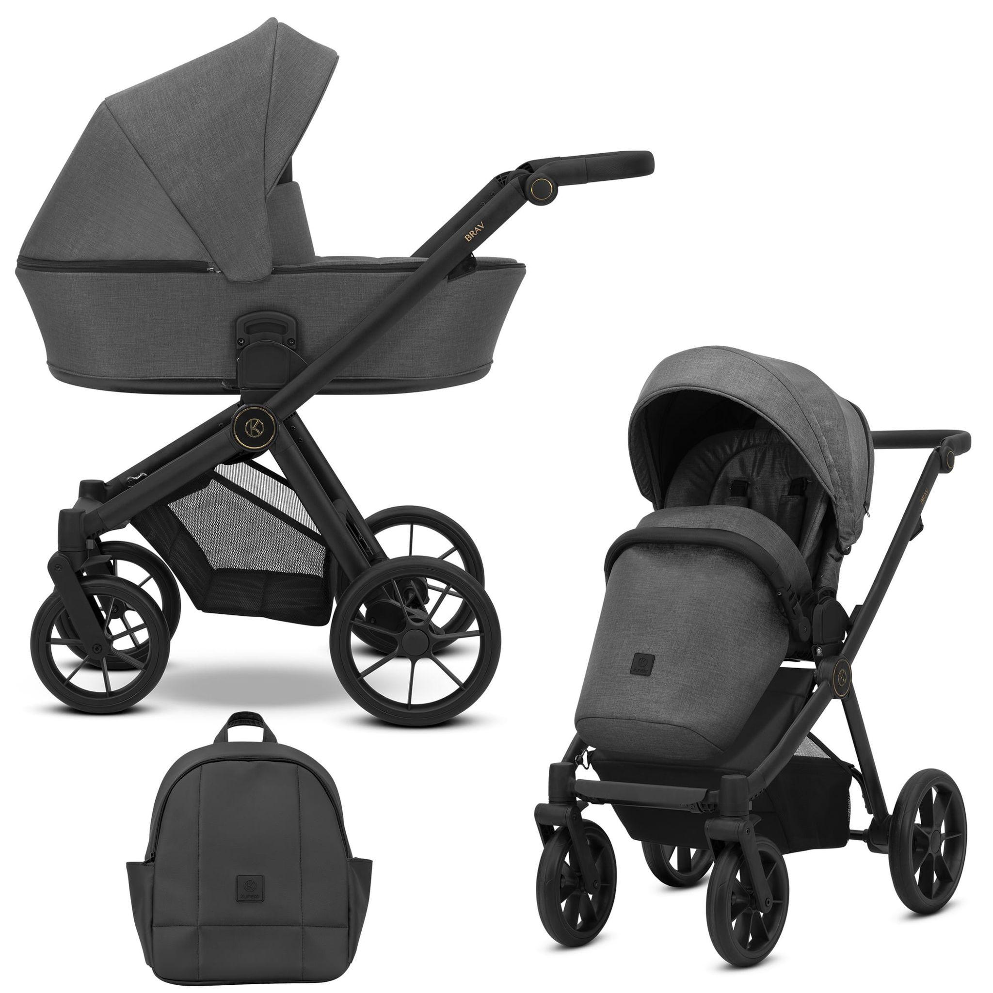 Kinderwagen Kunert Brav 2in1 - schwarzes Gestell - Farbe: Graphit