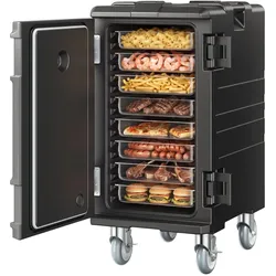 VEVOR Isolierter Lebensmittelbehälter-Träger, Frontlader, Catering-Box mit Rädern, 103 L, Schwarz