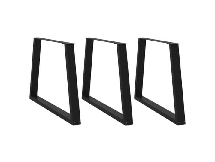 WXGTBKPR V-Form Tischbeine 3er Set, Pulverbeschichteter Stahl Schwarz Inklusive Nivellierer, Vorgebohrte Halterung, Geometrisches Design