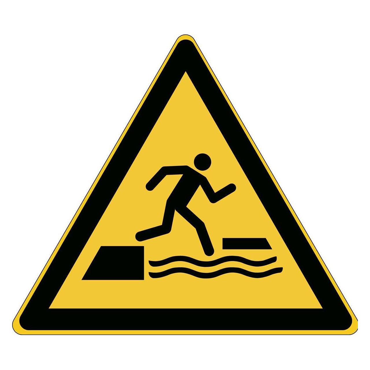 Brady ISO-Sicherheitsschild - Warnung beim Betreten oder Verlassen einer schwimmenden Fläche besteht die (W/W068/NT/ALU-TRI315-1)