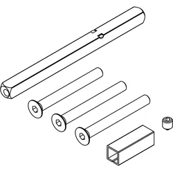 Griffwerk Montage-Set TITANO Schild SB_884 Drücker/Drücker Hohlstift 8x8mm mit Schrauben -Überschubhülse 8/10 -Stift M12, TS 38-50mm