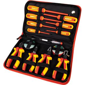 BrüderMannesmann Werkzeugtasche M11214, 14-teilig, aus Nylon, Elektro VDE