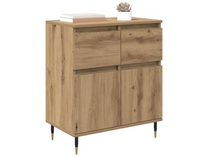 KTHLBRH Anrichte Eiche Handwerk 60 x 35 x 70 cm Technisches Holz und Eisen, 2 Kugellagerschubladen, 2 Türen, 60 kg Kapazität