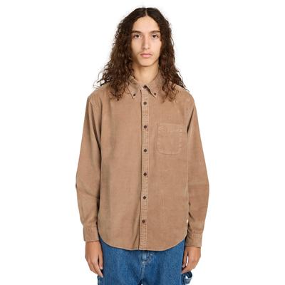 Langarmhemd ELEMENT "Button Down Regular Corduroy", Herren, Gr. S, caribou, Obermaterial: 100% Baumwolle., Hemden