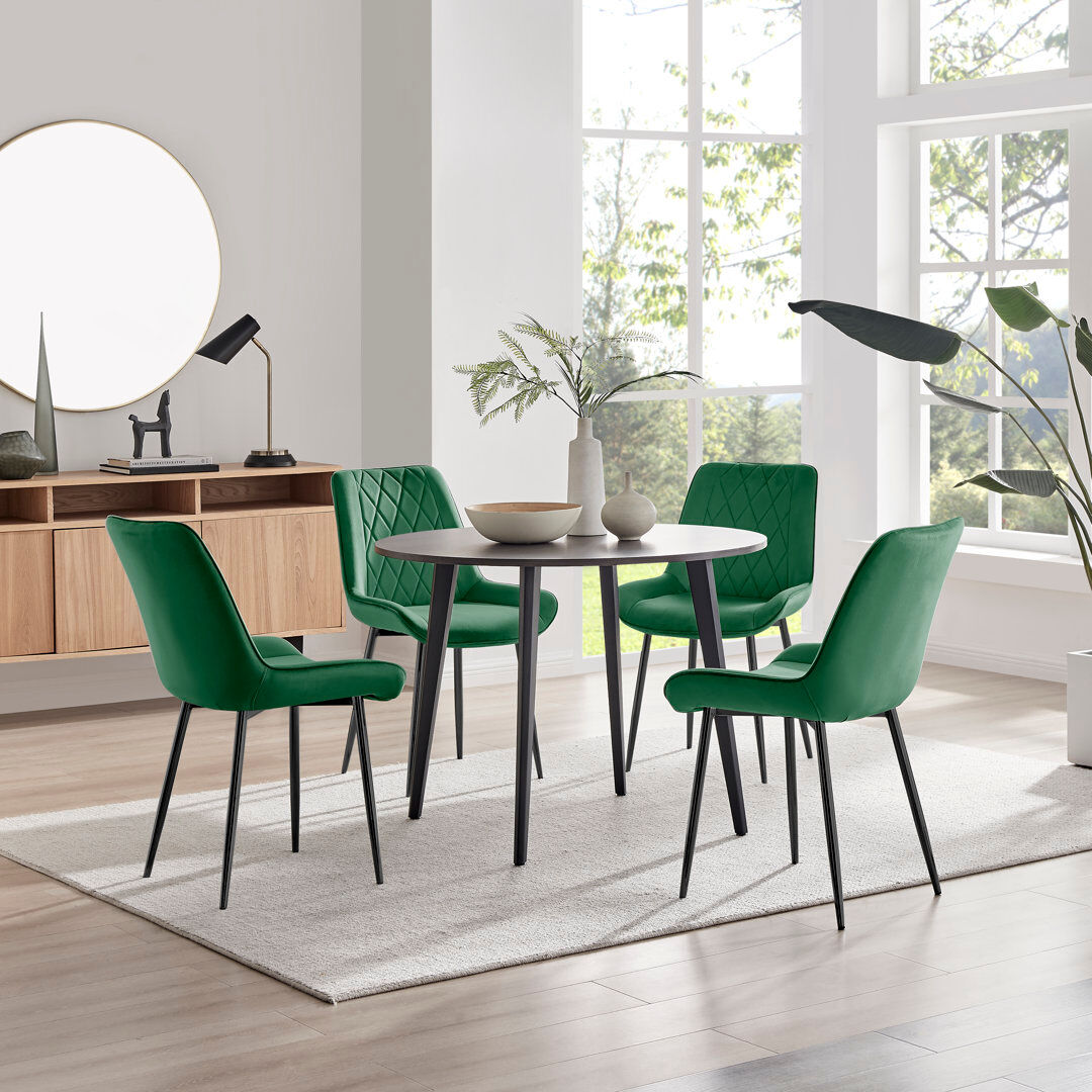 Canora Grey Betsab 4 - Person Dining Set Walnut/Black/Green 4