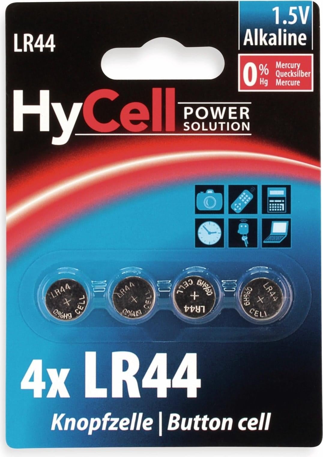 Ansmann HyCell 1516-0024 Alkaline Knopfcellen Type LR44, 4 stuks in blisterverpakking