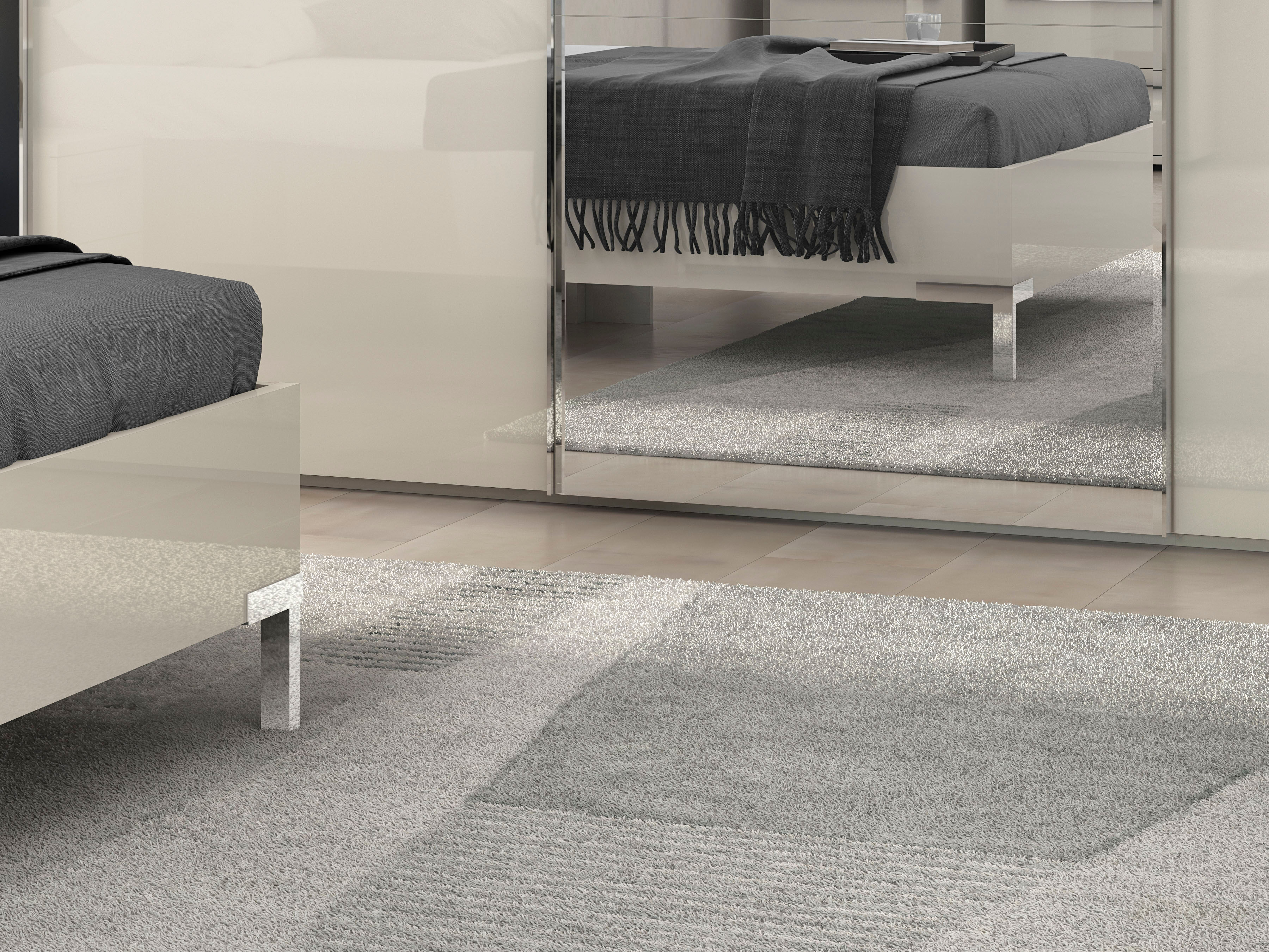 Schwebetürenschrank GOODPRODUCT "Piano, mit Einlegeböden, Kleiderstangen, Spiegel, Türen soft-close", beige (beige hochglanz), B:182cm H:224cm T:61cm, Holzwerkstoff, Schränke, Schwebetürenschrank, mit Spiegeltür, FSC-zertifizierter Holzwerkstoff beige hoc