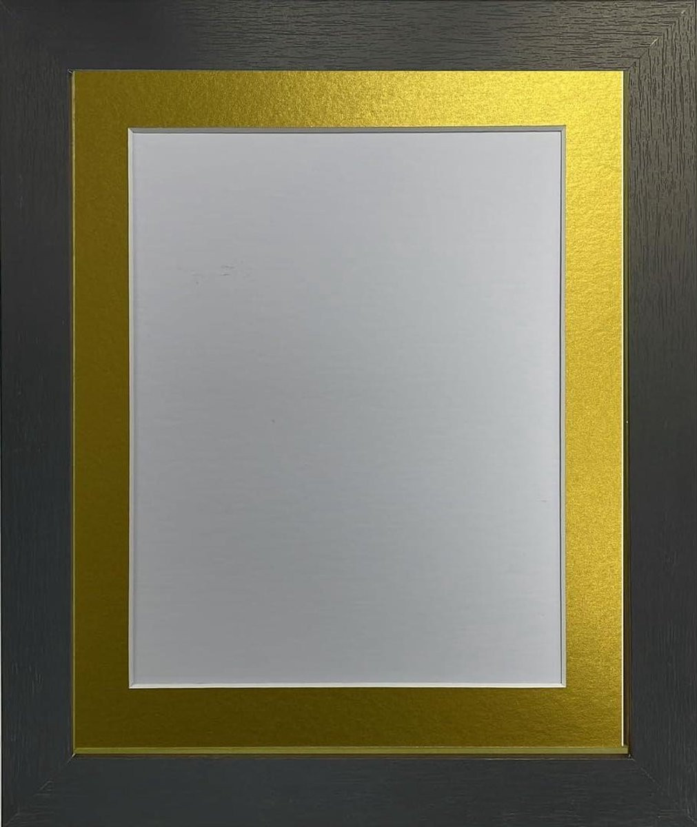 Fotolijst Studio Wandlijst met Gouden Passe-partout - Zwart - 40 x 40 cm